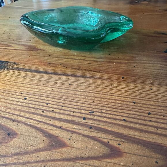 Blenko Vintage Green Amoeba Ashtray Dish Mid Century Free Form  Wow - Picture 7 of 10